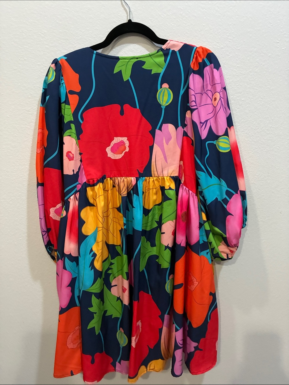 entro Navy Floral Midi Dress with Bright Multicolor Blooms - Picture 10 of 10